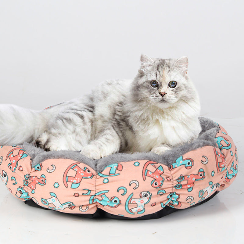 Calming Donut Pet Bed Round Fluffy Nest for Small Pets