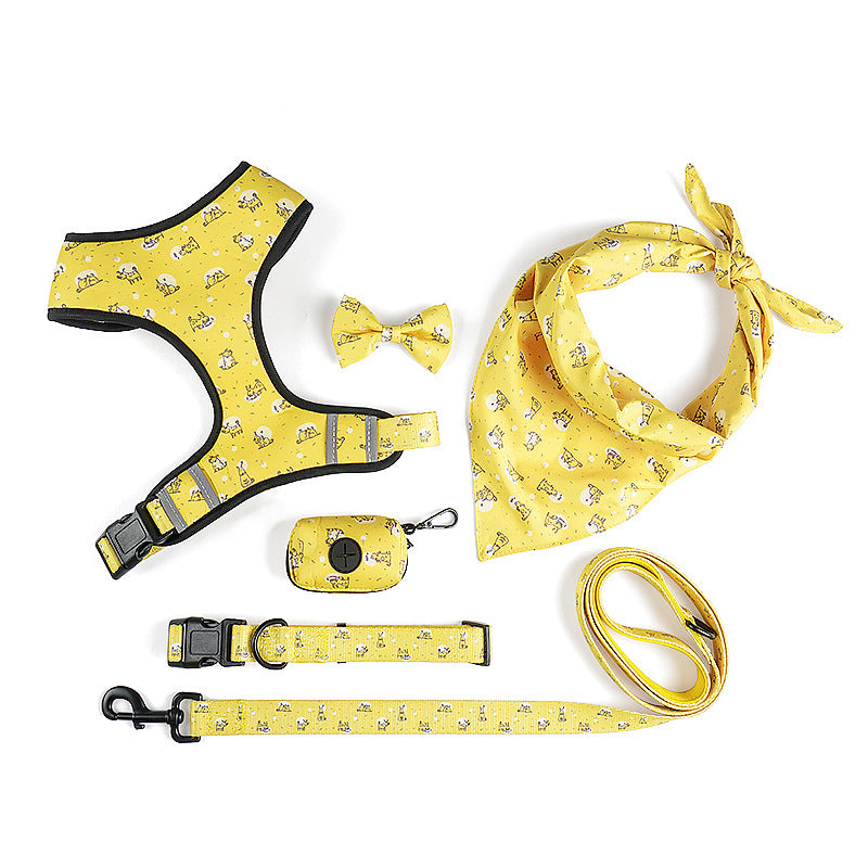 Pet Harness And Leash Set With Decorative Bow