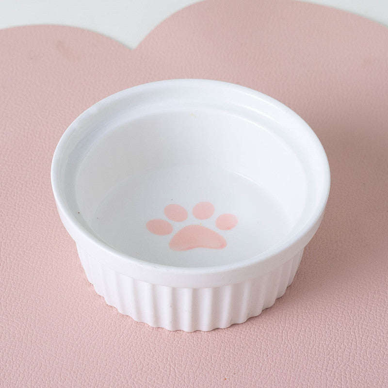 Ceramic Double Pet Bowl Tall Slanted Water And Food Dish