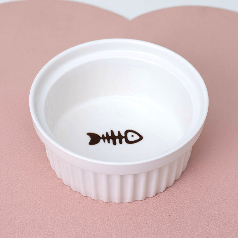 Ceramic Double Pet Bowl Tall Slanted Water And Food Dish