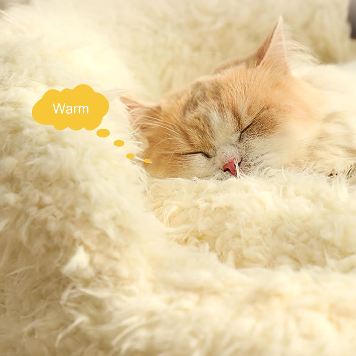 Alpaca Calming Pet Bed Plush Nest with Detachable Pad Non-Slip