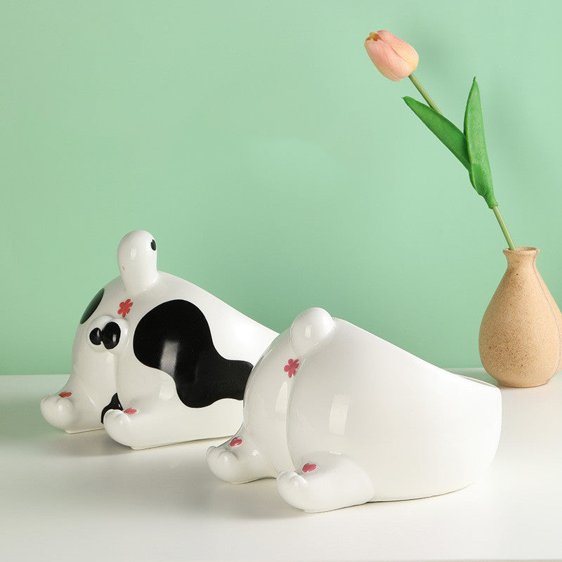 Ceramic Elevated Pet Bowl High-Foot Single Opening Food And Water Feeder