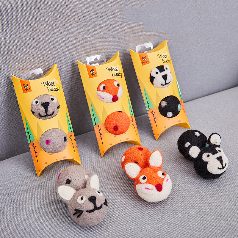 Colorful Felt Pet Toy Ball With Bell For Interactive Play