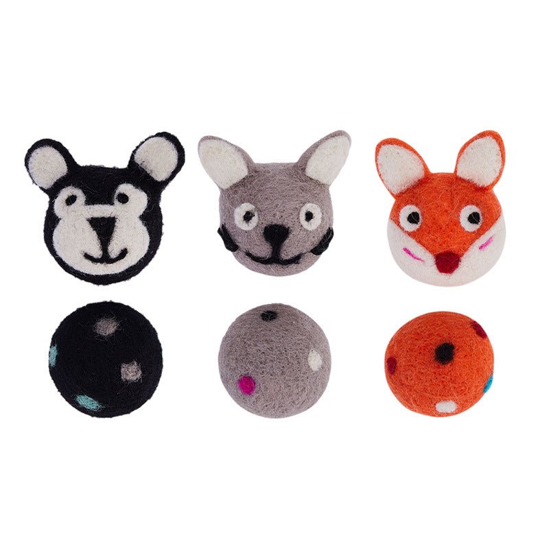 Colorful Felt Pet Toy Ball With Bell For Interactive Play