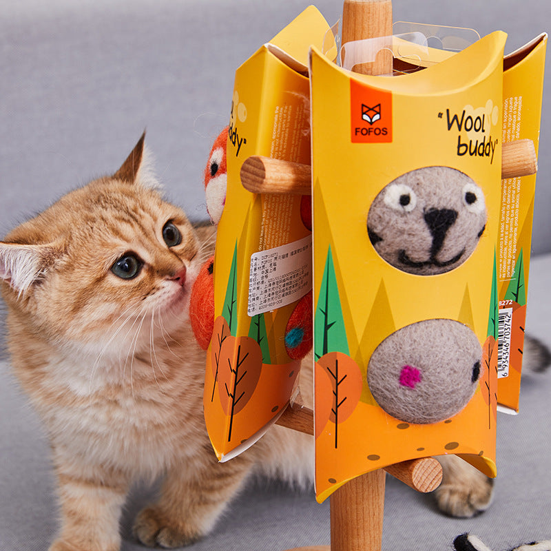 Colorful Felt Pet Toy Ball With Bell For Interactive Play