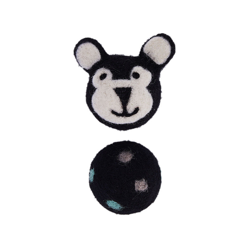 Colorful Felt Pet Toy Ball With Bell For Interactive Play