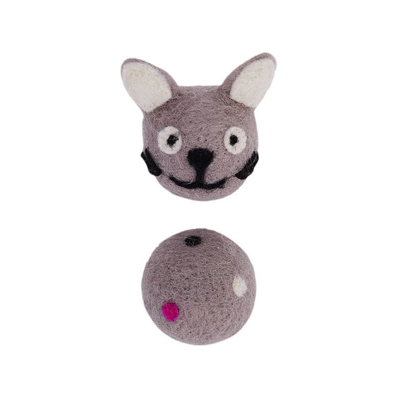 Colorful Felt Pet Toy Ball With Bell For Interactive Play