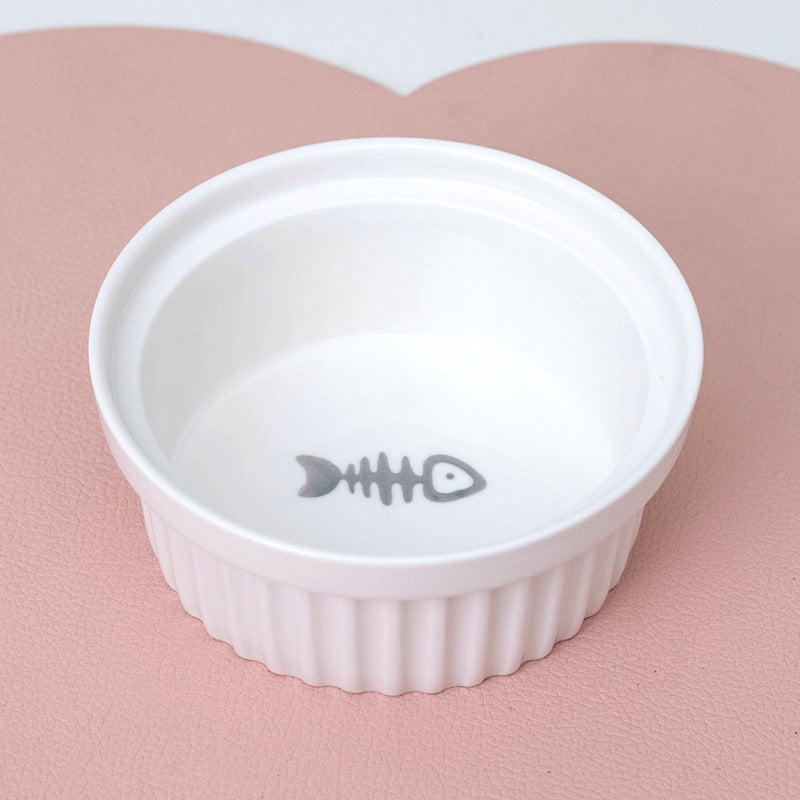 Ceramic Double Pet Bowl Tall Slanted Water And Food Dish