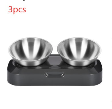 Pet Stainless Steel Double Bowl For Nighttime Feeding