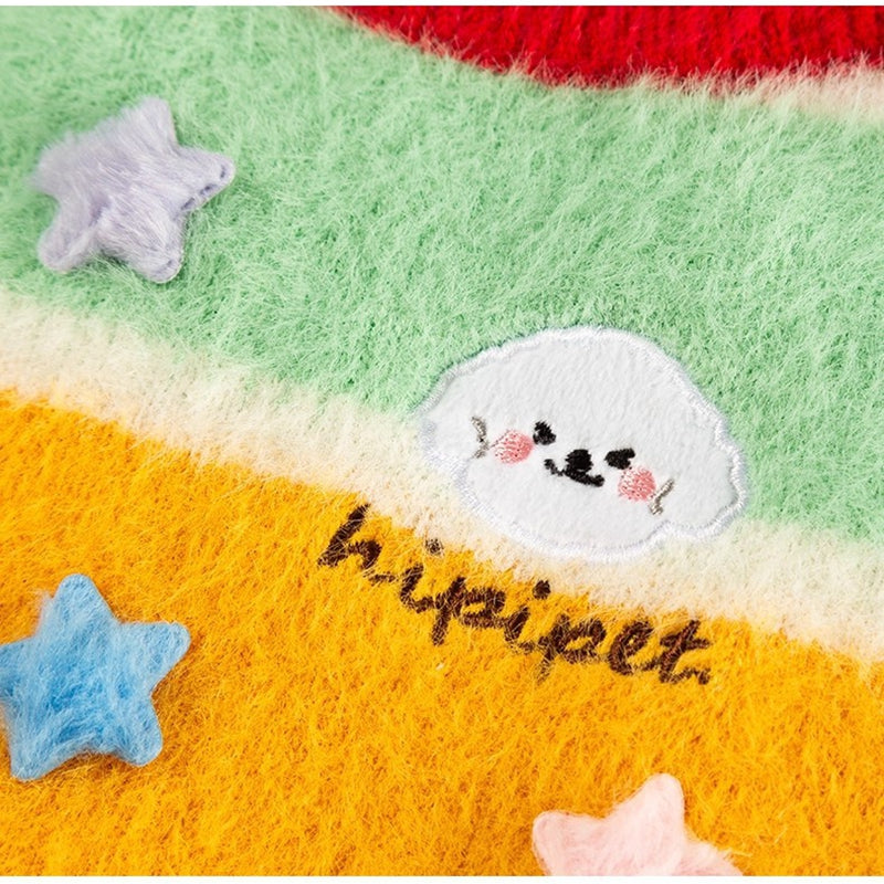Autumn Winter Pet Cartoon Star Striped Matching Sweater Outfit