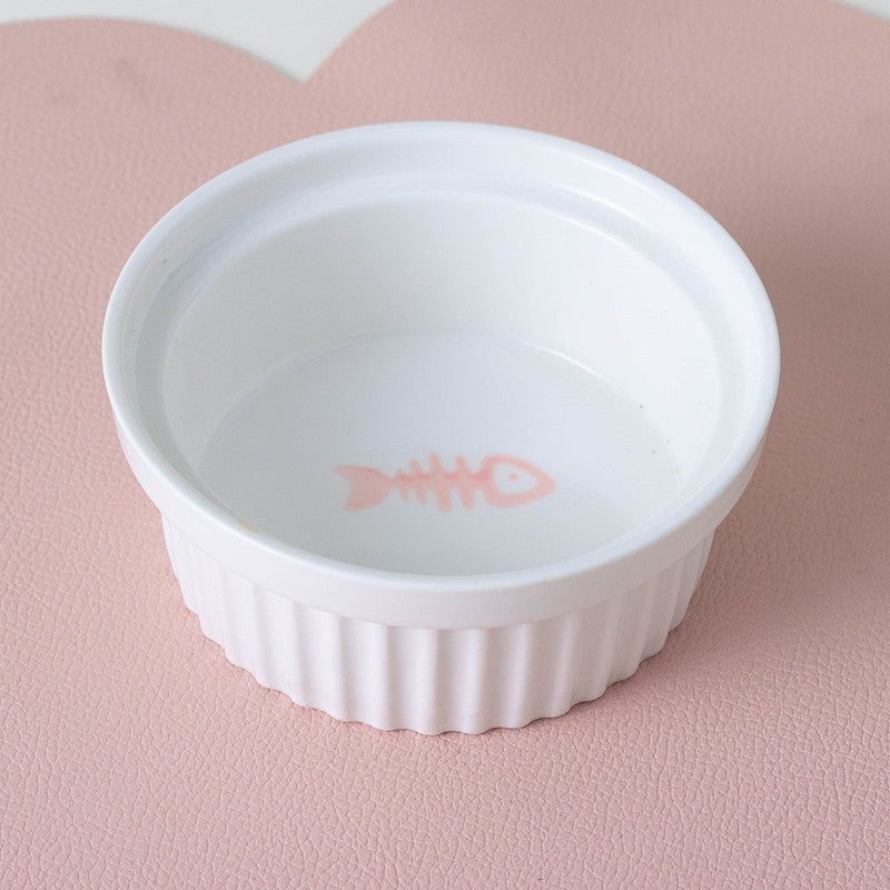 Ceramic Double Pet Bowl Tall Slanted Water And Food Dish