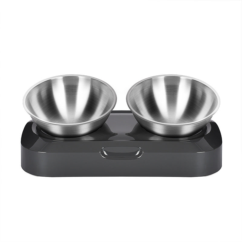 Pet Stainless Steel Double Bowl For Nighttime Feeding