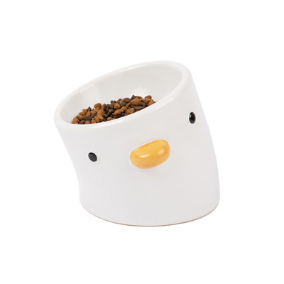 Ceramic Slanted Tall Pet Bowl Comfortable Drinking Design