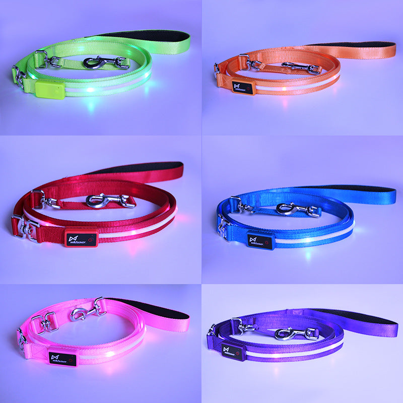 LED USB Rechargeable Luminous Pet Leash Safe Night Walking