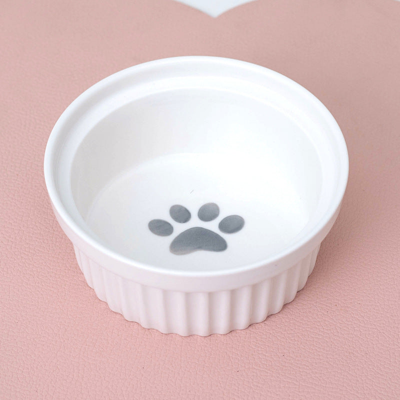 Ceramic Double Pet Bowl Tall Slanted Water And Food Dish