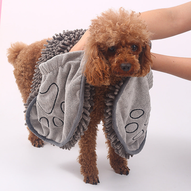 Soft Chenille Absorbent Quick-Drying Bath Towel For Pets
