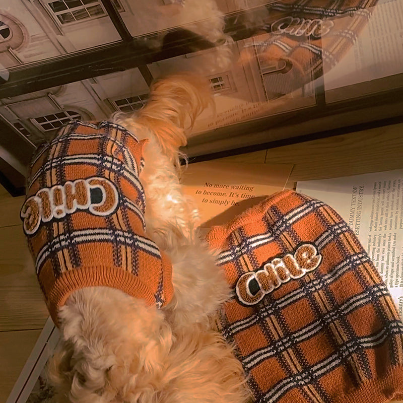 Vintage Plaid Pet Sweater Soft Comfortable Clothing For Pets