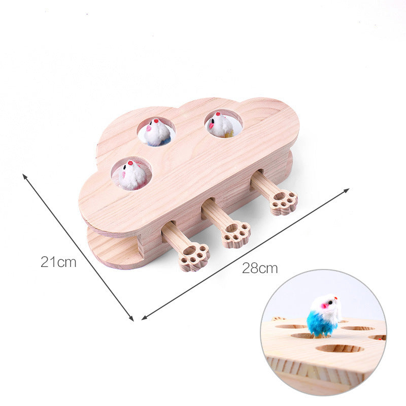 Meow Fairy Solid Wood Pet Teaser Whac-A-Mole Interactive Toy