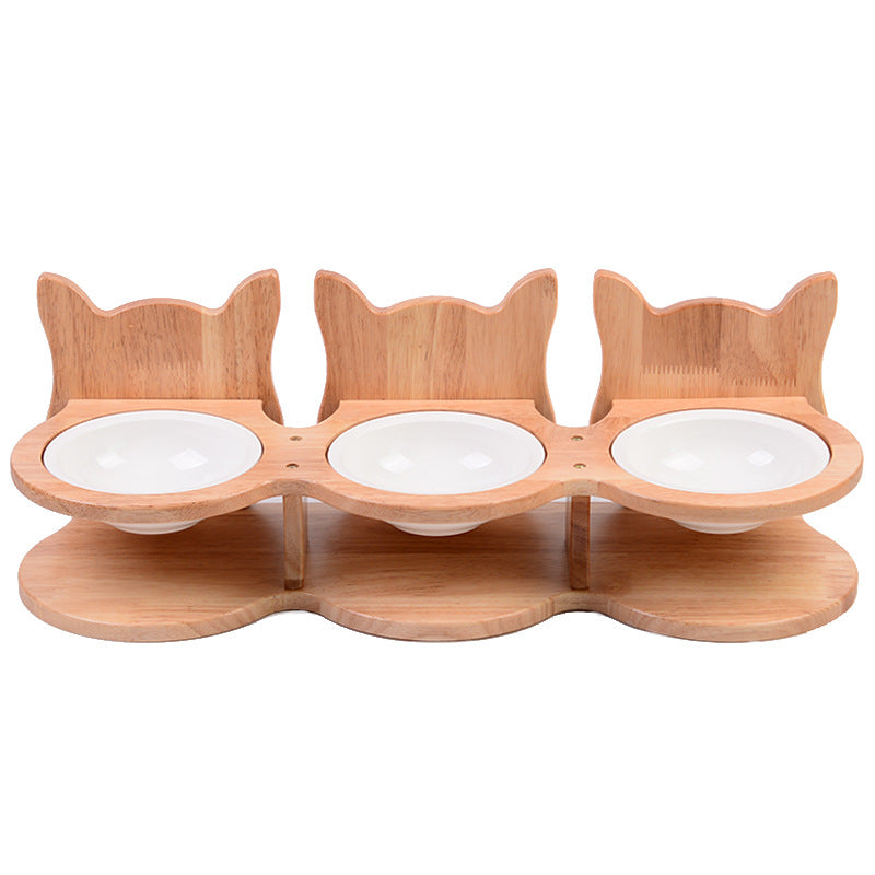 Tall Ceramic Pet Bowl With Stainless Steel Neck Guard