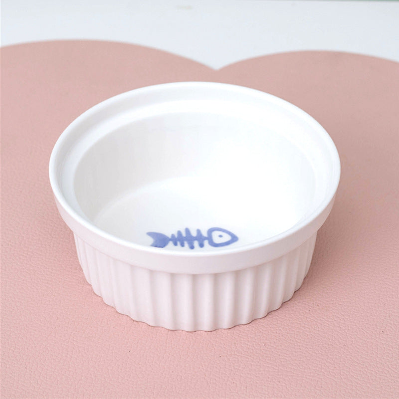 Ceramic Double Pet Bowl Tall Slanted Water And Food Dish