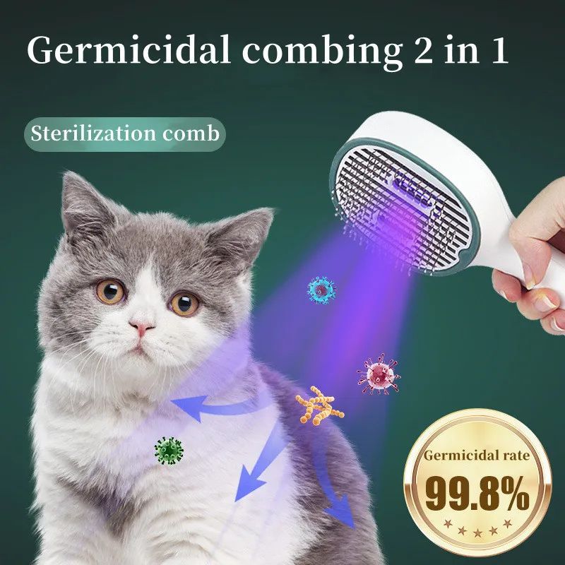 UVC Sterilized Self-Cleaning Pet Grooming Slicker Comb