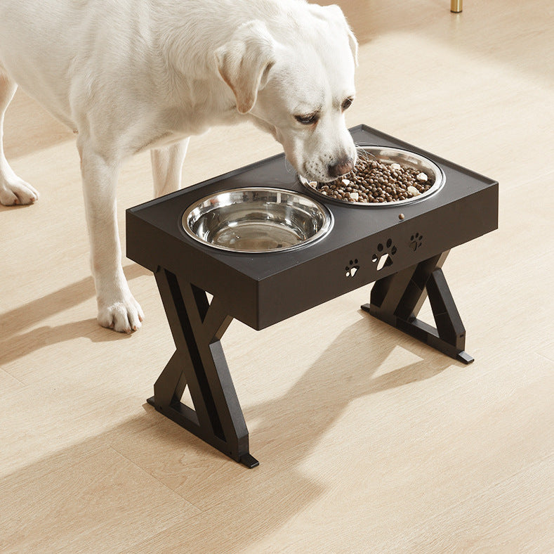 Adjustable Foldable Pet Lifting Table With Stainless Steel Double Bowl