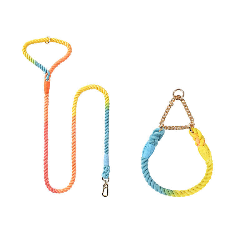 Woven Cotton Pet Leash And Collar Set Durable Comfortable