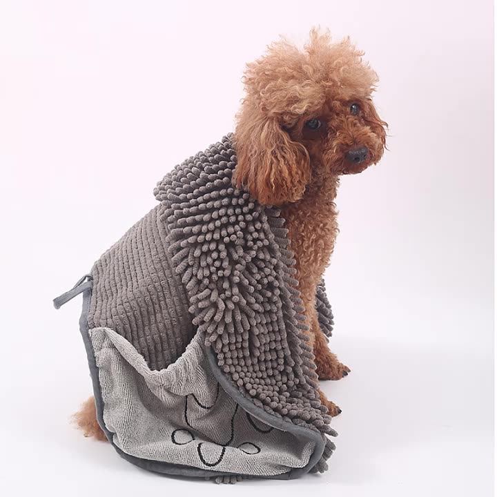 Soft Chenille Absorbent Quick-Drying Bath Towel For Pets