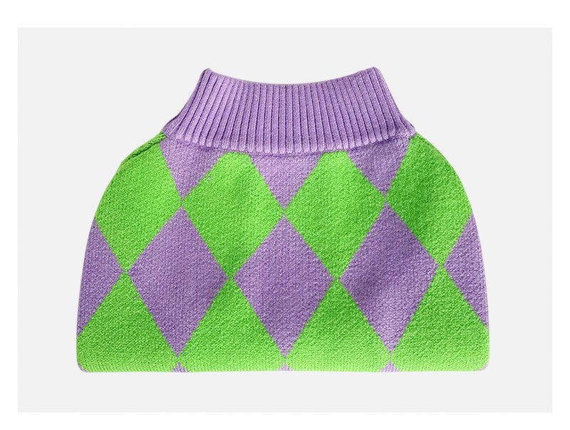 Trendy Plaid Pet Sweater Stylish Comfortable Outfit For Pets