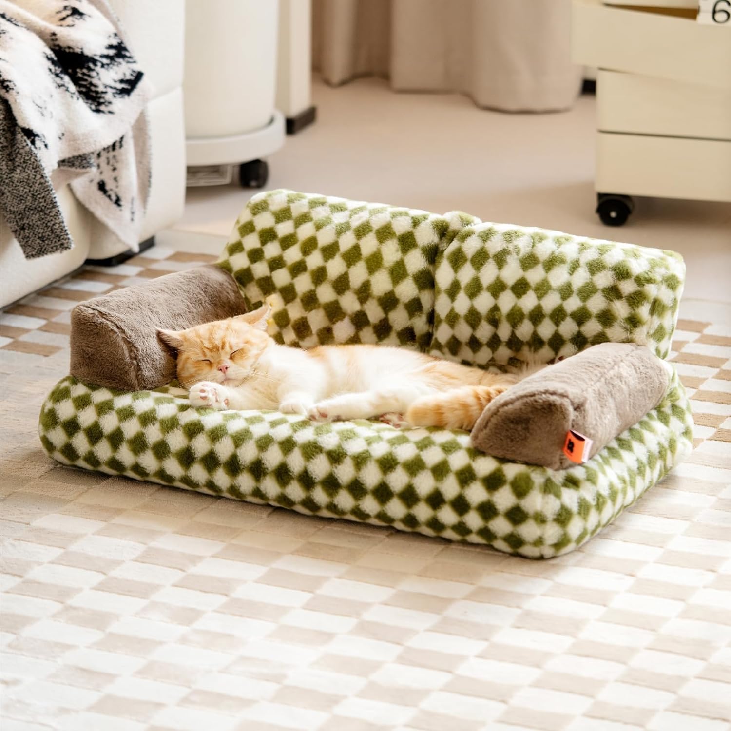 Fluffy Washable Pet Couch Bed Non-Slip for Small Pets