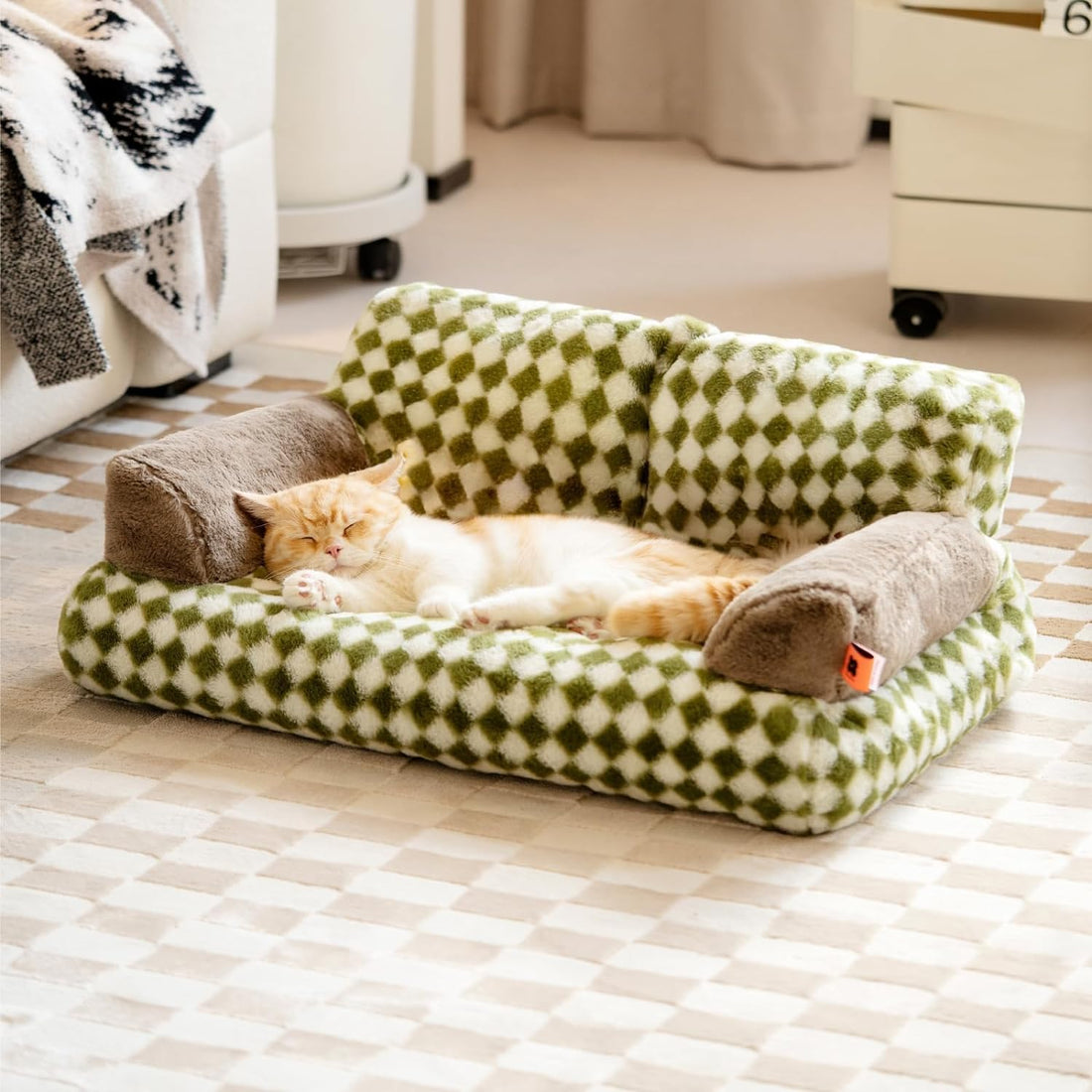 Fluffy Washable Pet Couch Bed Non-Slip for Small Pets