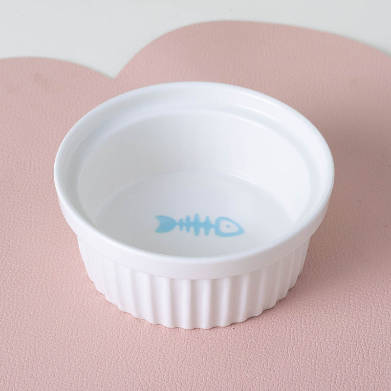 Ceramic Double Pet Bowl Tall Slanted Water And Food Dish