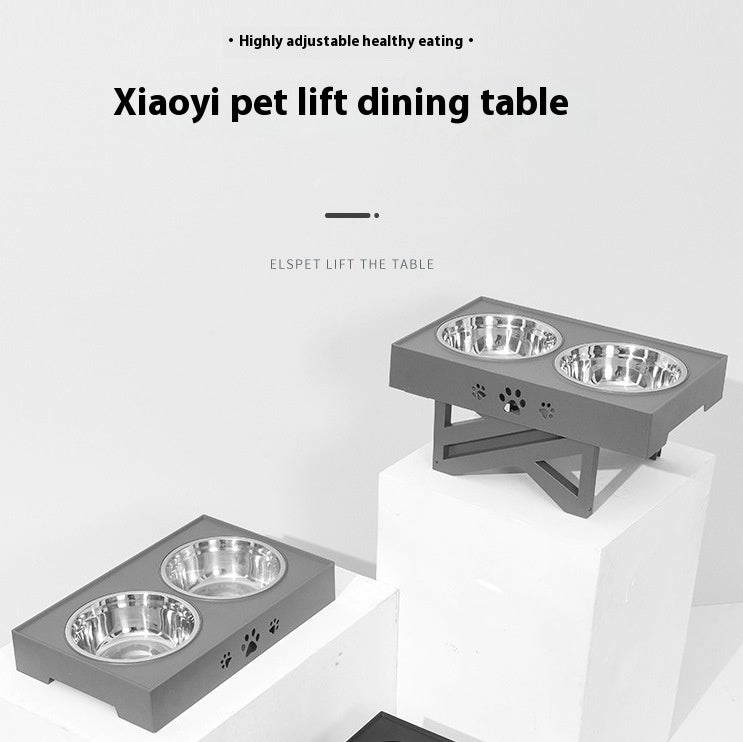 Adjustable Foldable Pet Lifting Table With Stainless Steel Double Bowl