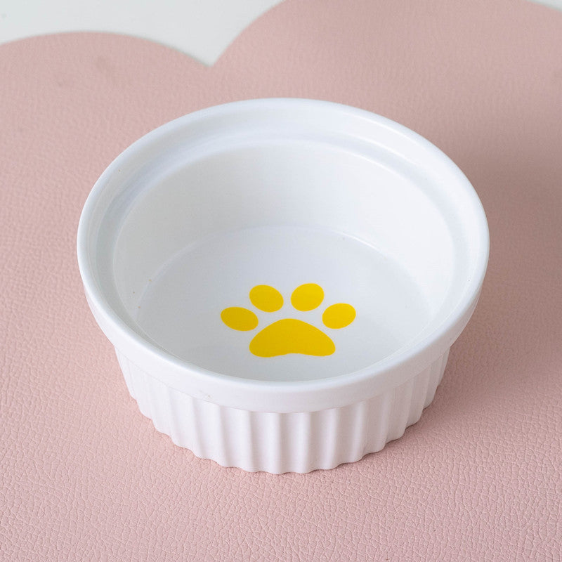 Ceramic Double Pet Bowl Tall Slanted Water And Food Dish