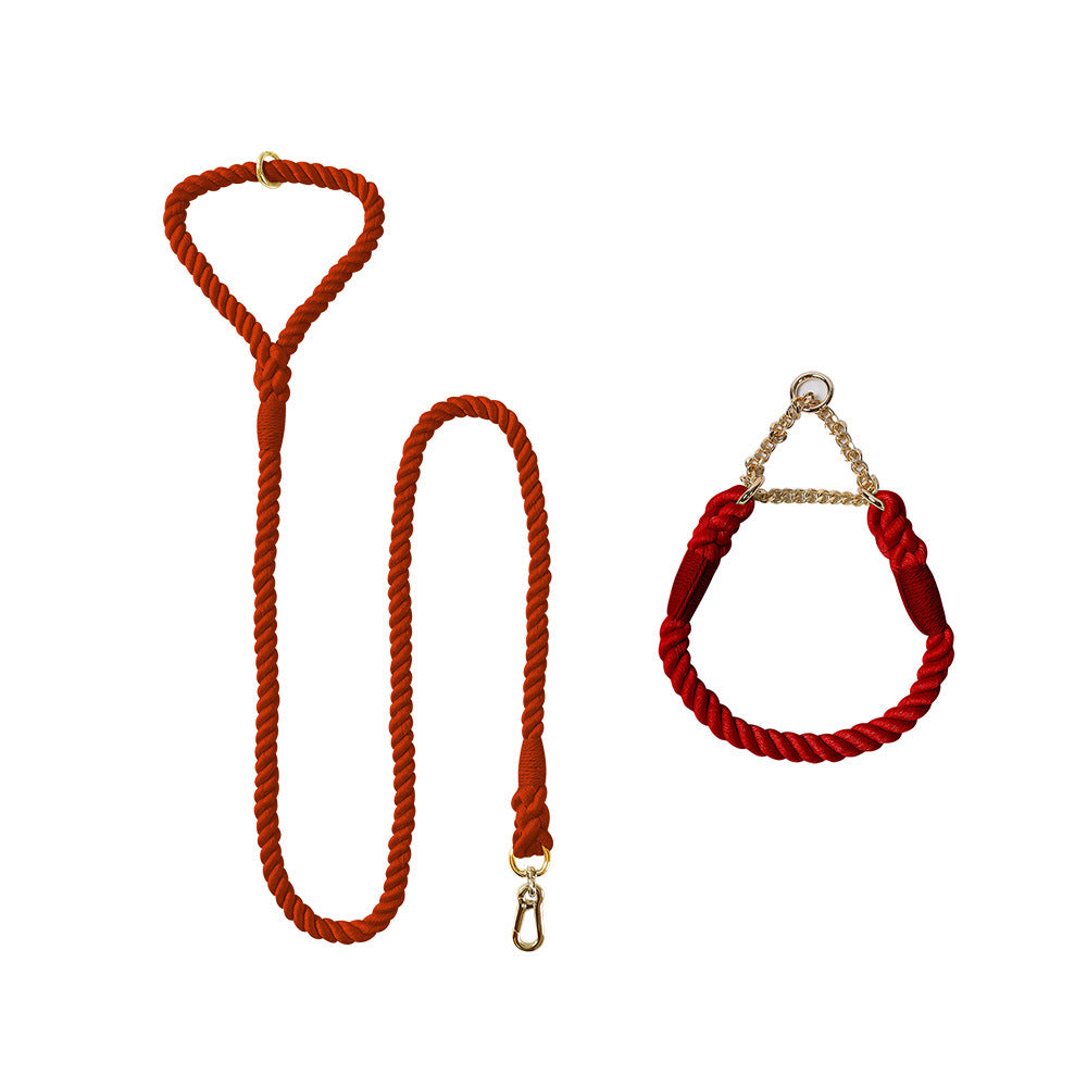 Woven Cotton Pet Leash And Collar Set Durable Comfortable
