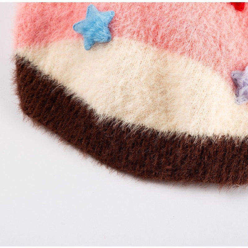 Autumn Winter Pet Cartoon Star Striped Matching Sweater Outfit