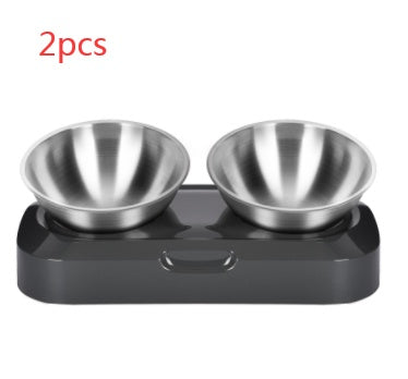 Pet Stainless Steel Double Bowl For Nighttime Feeding