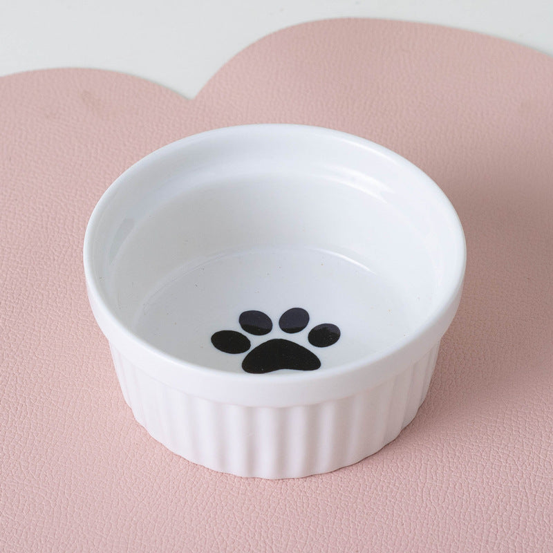 Ceramic Double Pet Bowl Tall Slanted Water And Food Dish