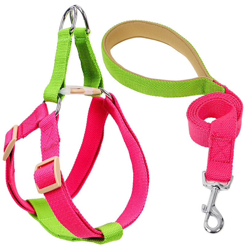Colorful Pet Drawstring Vest Harness With Adjustable Leash