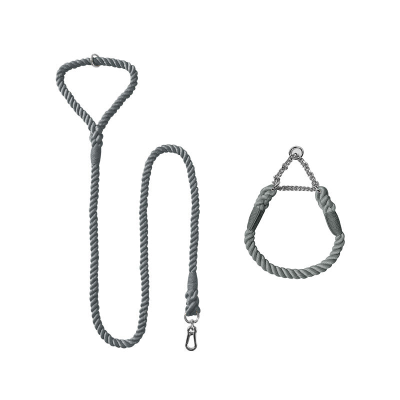 Woven Cotton Pet Leash And Collar Set Durable Comfortable