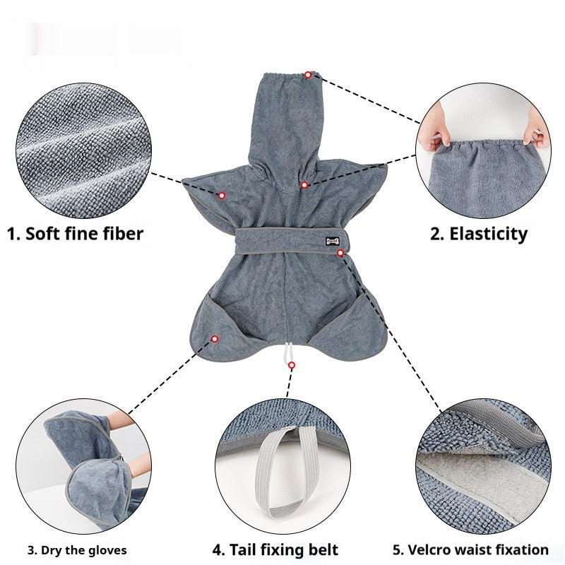 Quick-Drying Water-Absorbent Cotton Bath Towel For Pets
