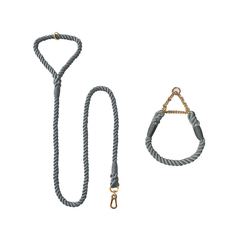 Woven Cotton Pet Leash And Collar Set Durable Comfortable