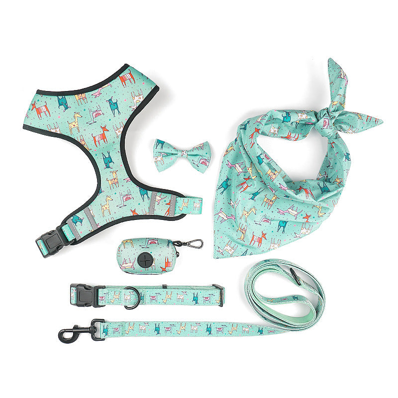 Pet Harness And Leash Set With Decorative Bow