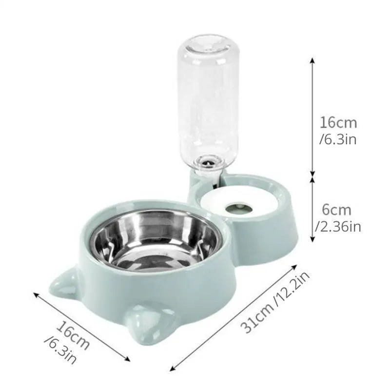 Automatic Pet Water And Food Dispenser Stainless Steel Gravity Bowl