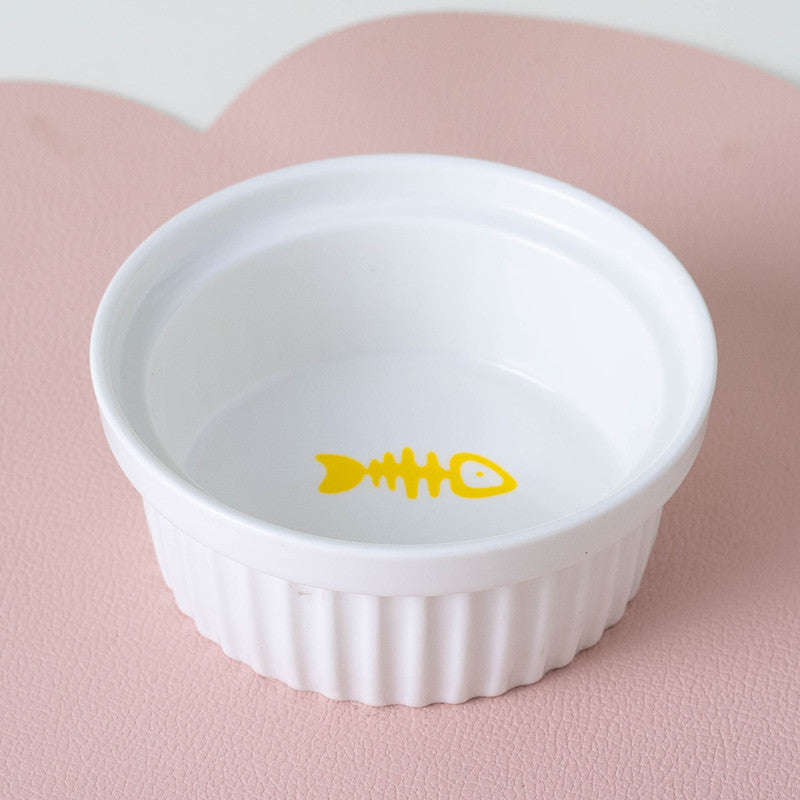 Ceramic Double Pet Bowl Tall Slanted Water And Food Dish