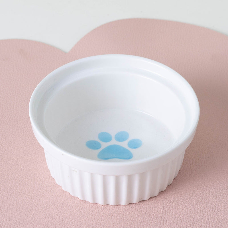 Ceramic Double Pet Bowl Tall Slanted Water And Food Dish