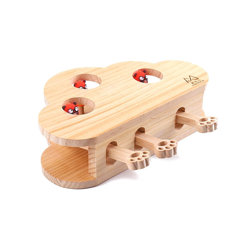 Meow Fairy Solid Wood Pet Teaser Whac-A-Mole Interactive Toy