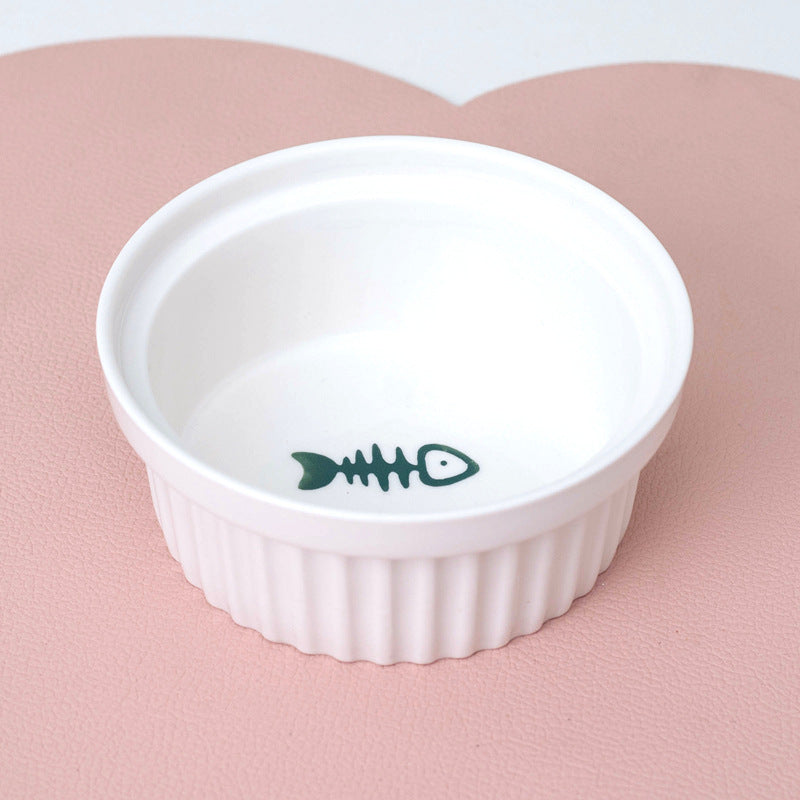 Ceramic Double Pet Bowl Tall Slanted Water And Food Dish