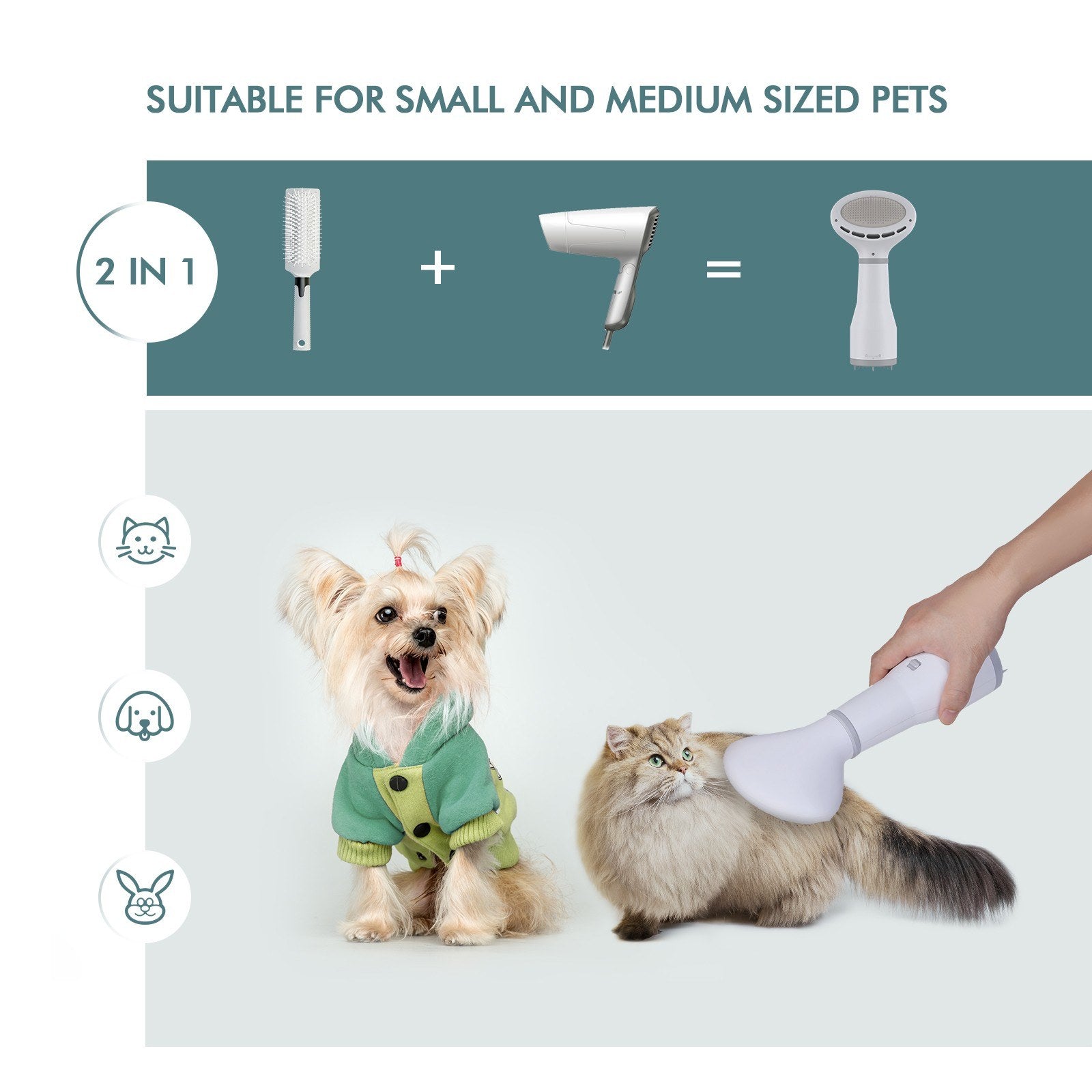 Pet Hair Dryer And Grooming Slicker Brush For Dogs