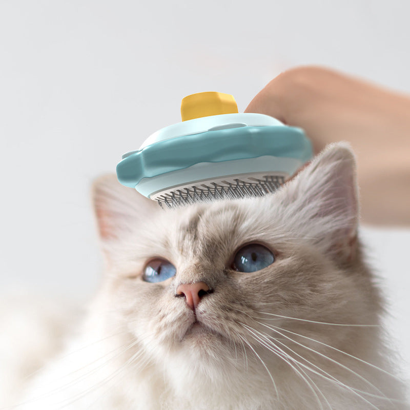 Stainless Steel Pet Comb One-Click Hair Removal Massage Comb